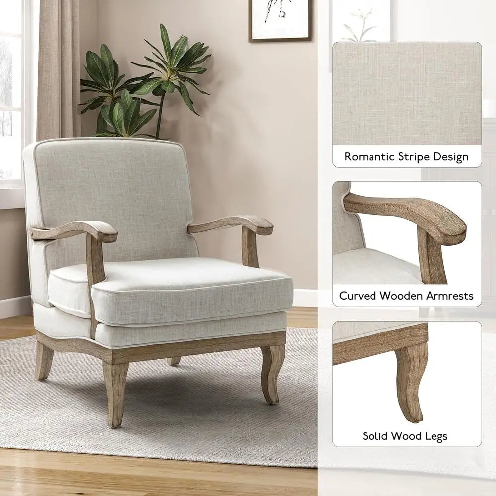 Mid Century Modern Upholstered Accent Chair With Solid Wood Legs