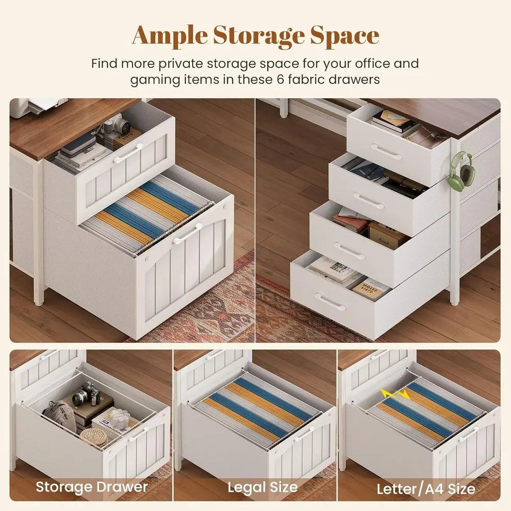 L Shaped Computer Desk With Power Outlet And Home Office