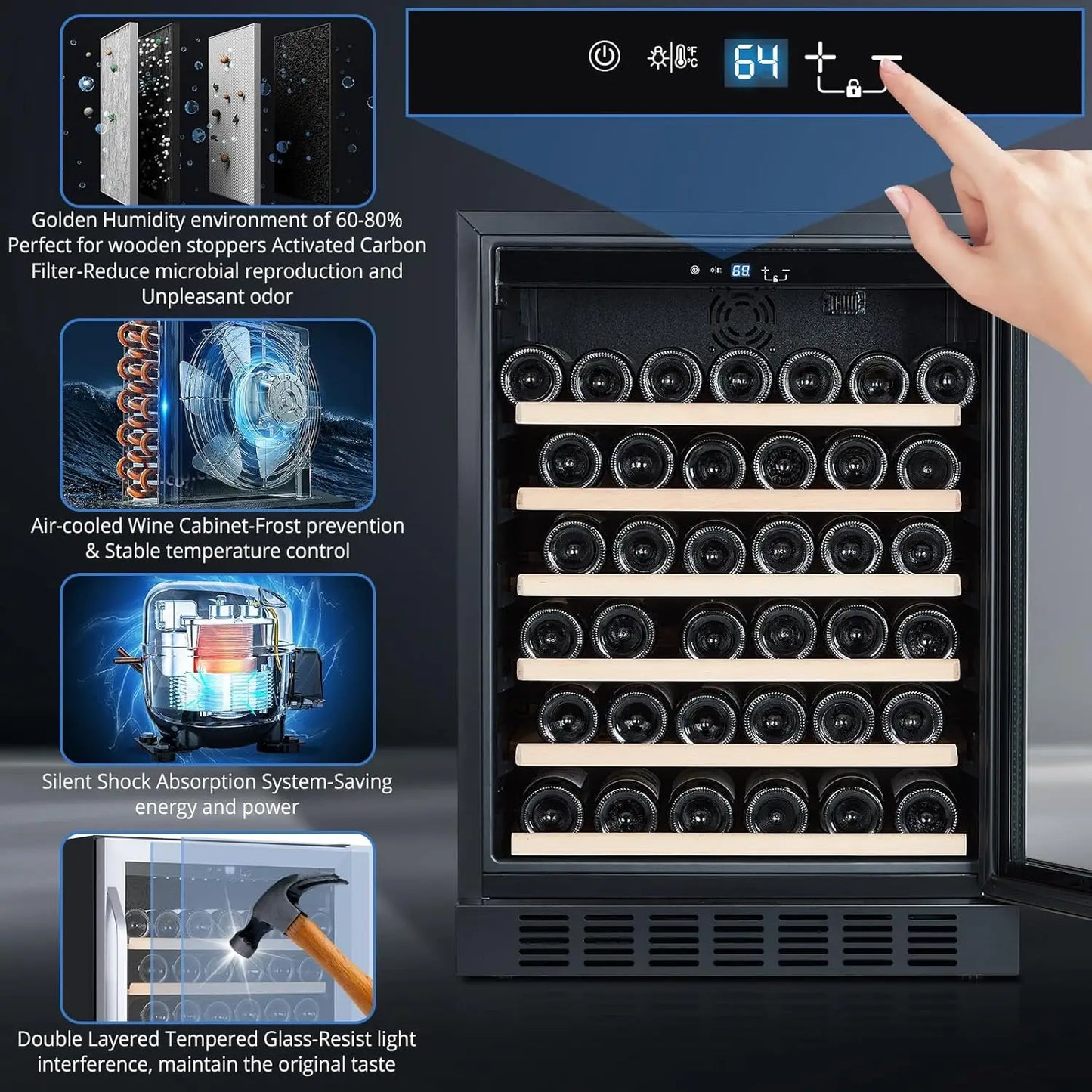 XMSJ Dual Zone Wine Cooler With Digital Touch Screen