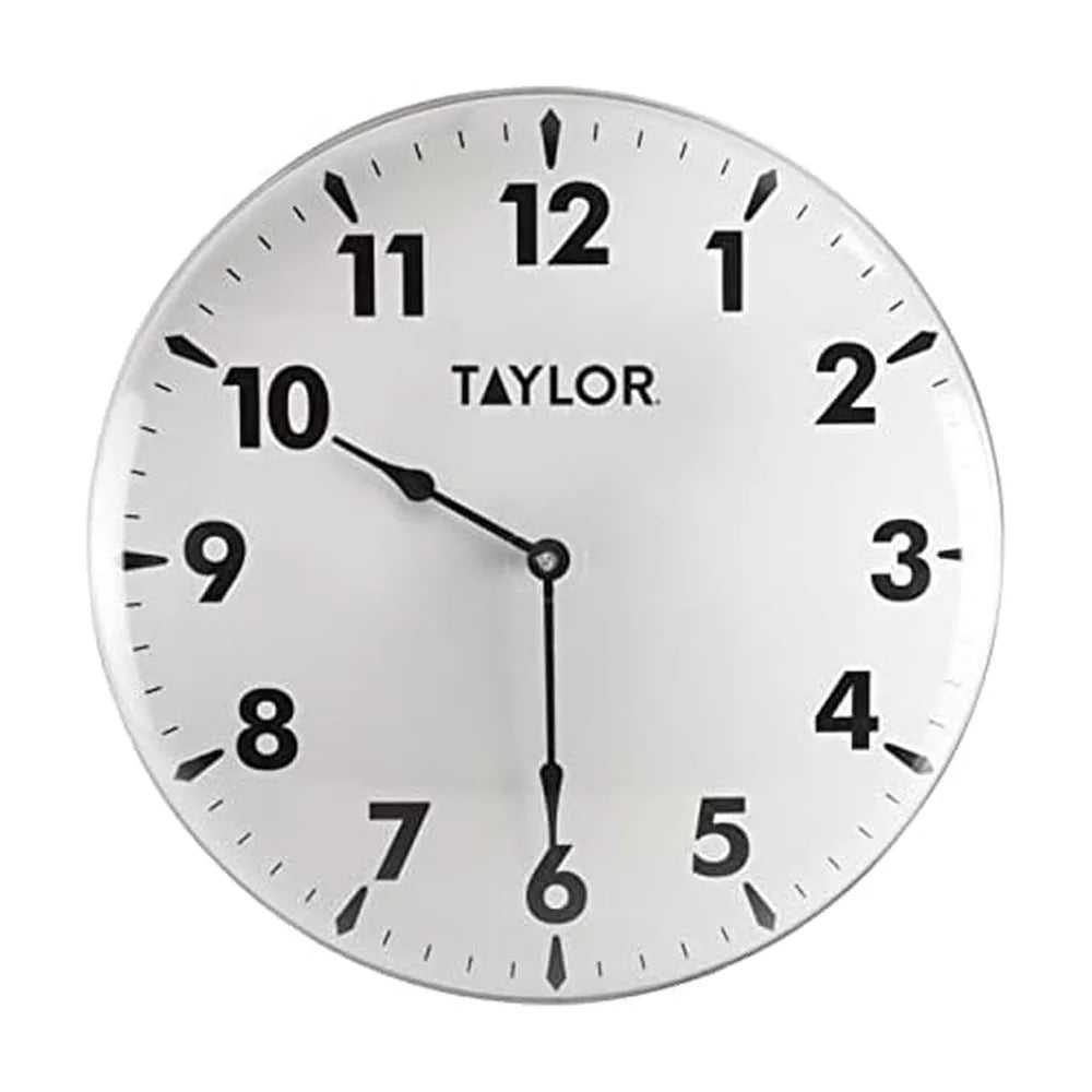 Indoor Outdoor Metal Wall Clock With Thermometer And Large Numbers