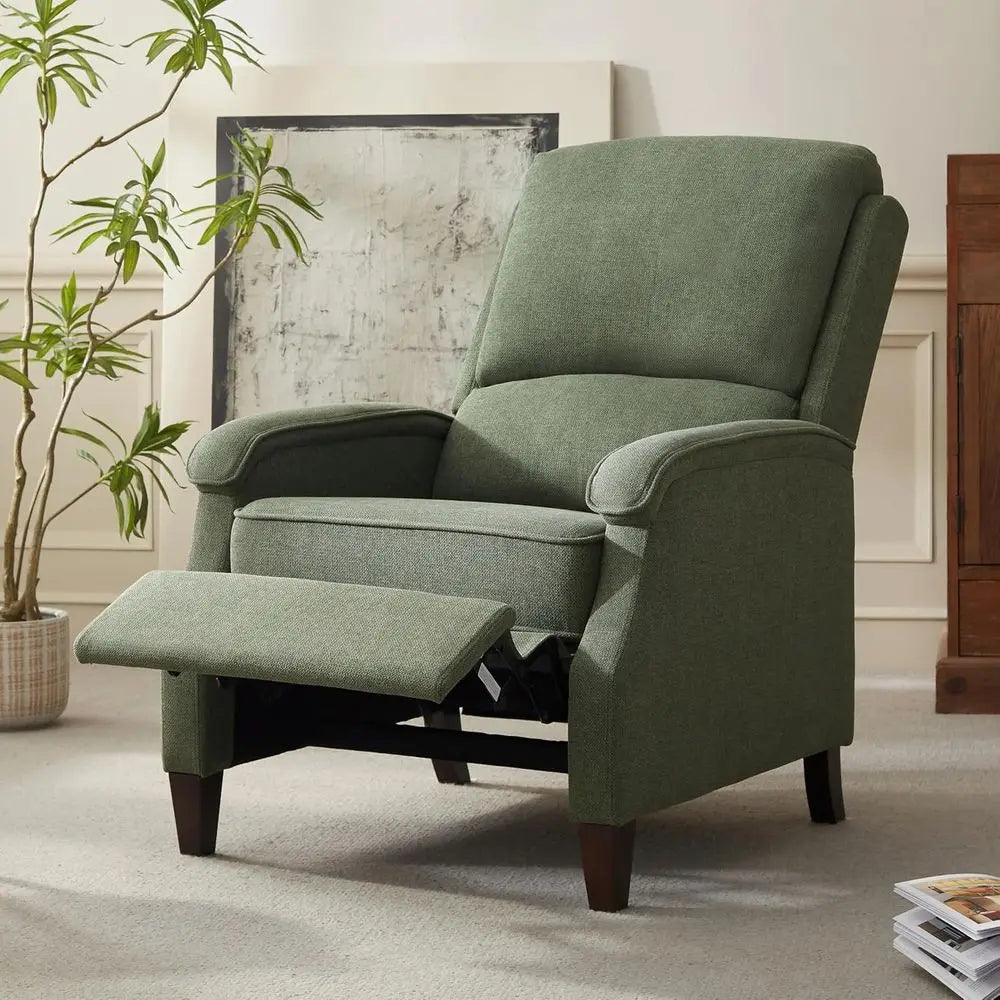 Fabric Recliner Chair With Soft Armrest And Lumbar Support