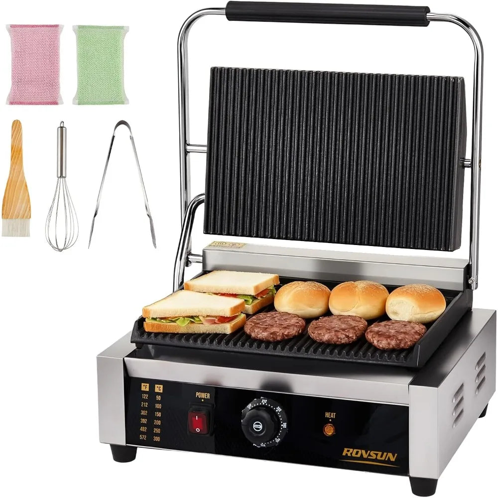 ROVSUN 811E Panini Grill 2200W Stainless Steel Electric Sandwich Maker
