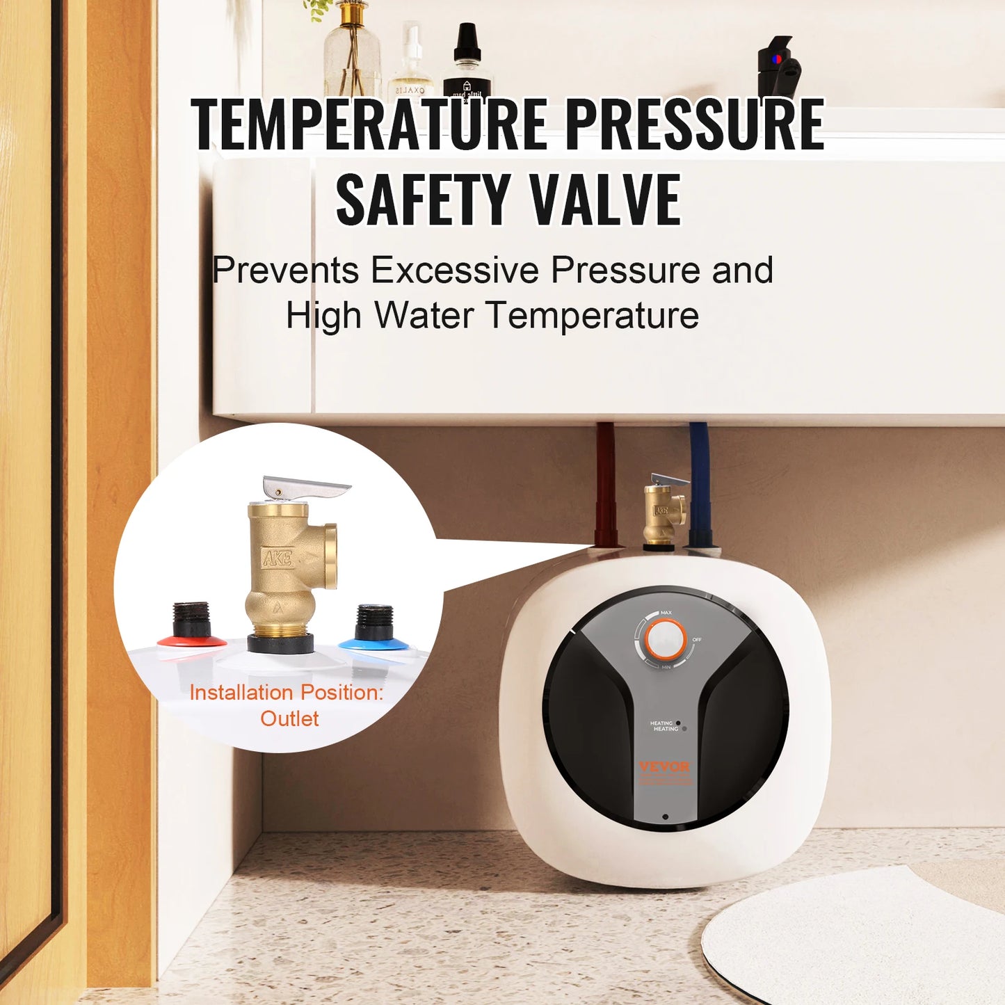 VEVOR Electric Mini Tank Water Heater 1440W For Kitchen