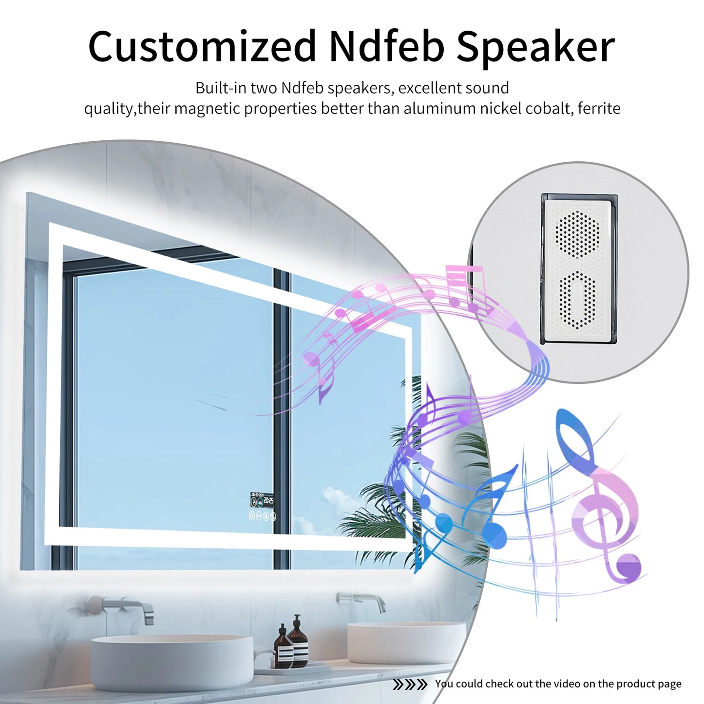 Wisfor LED Bathroom Mirror With Dual Lights And Bluetooth