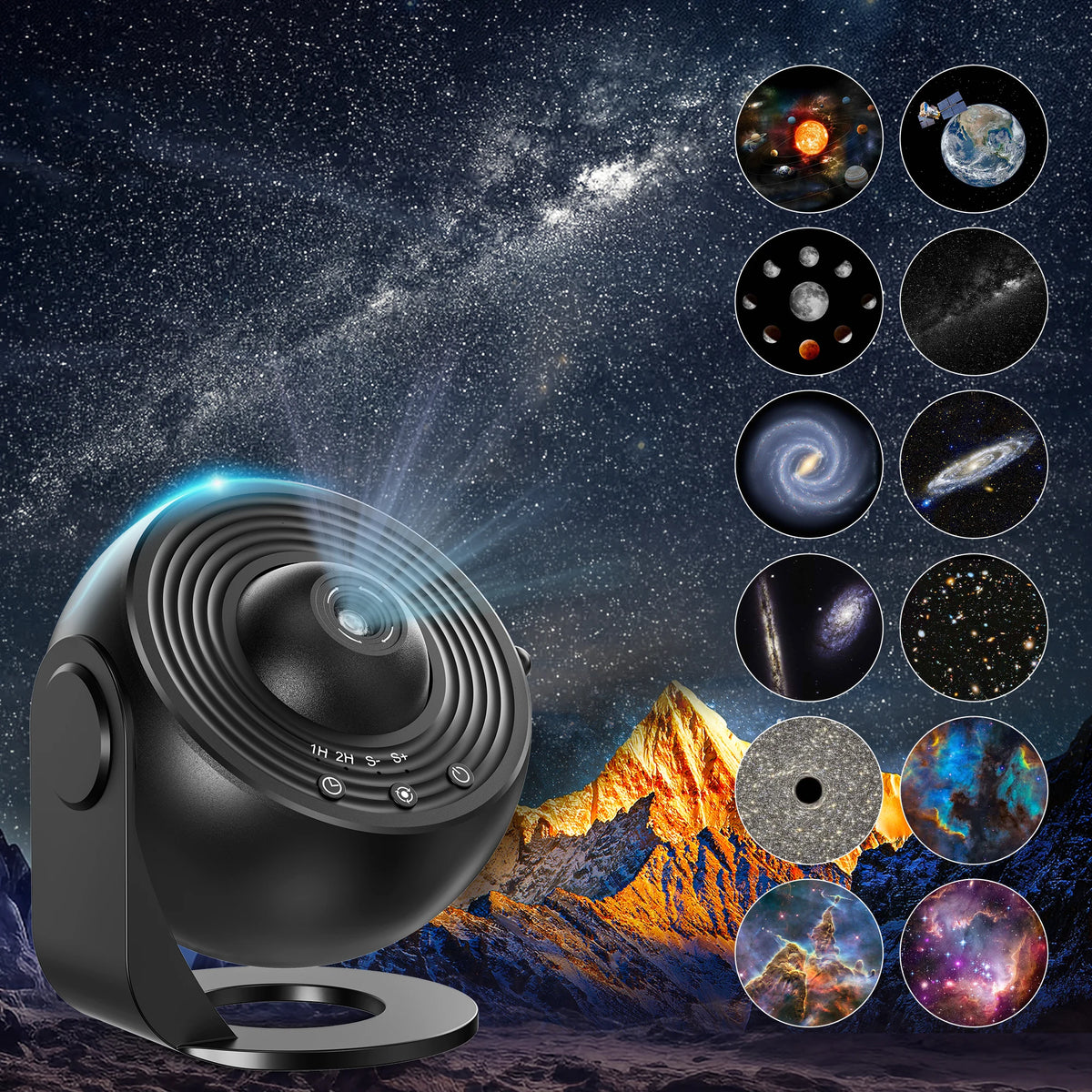 Aiopp Galaxy Star Projector Planetarium Night Light With Rotating Display