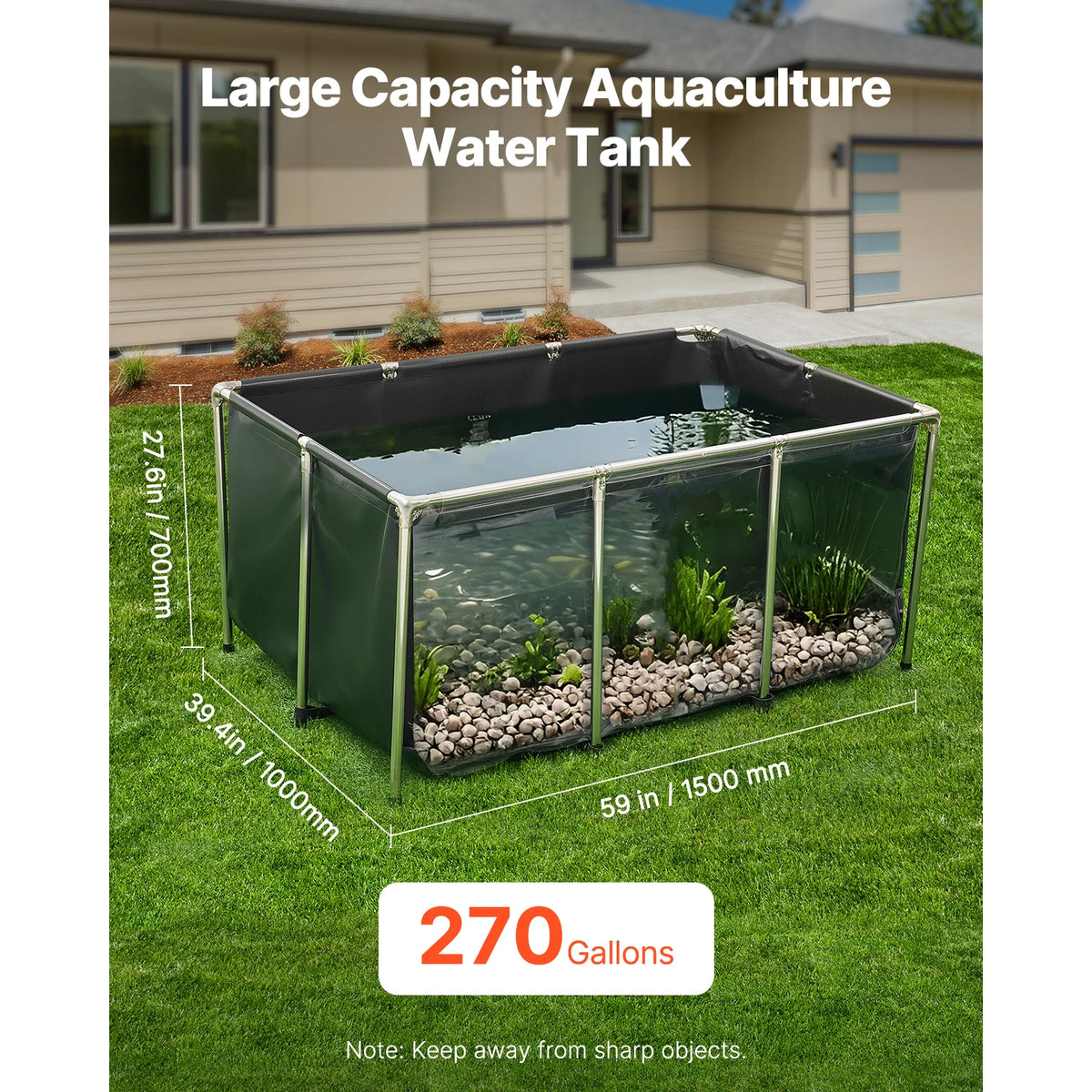 SucceBuy PVC Koi Pond Tank With Clear Viewing Panel