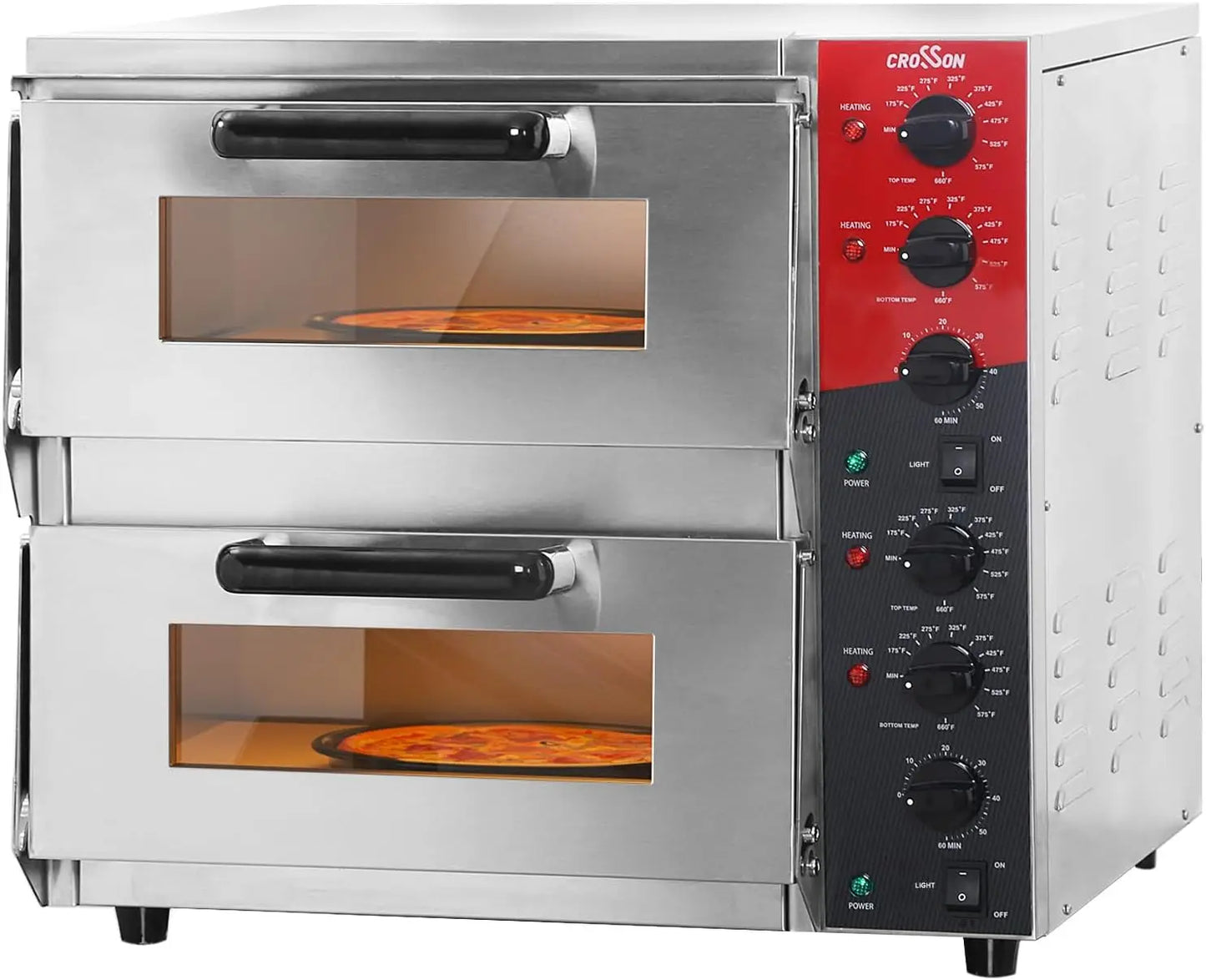 XMSJ Electric Pizza Oven With Stone Dual Deck Indoor Use