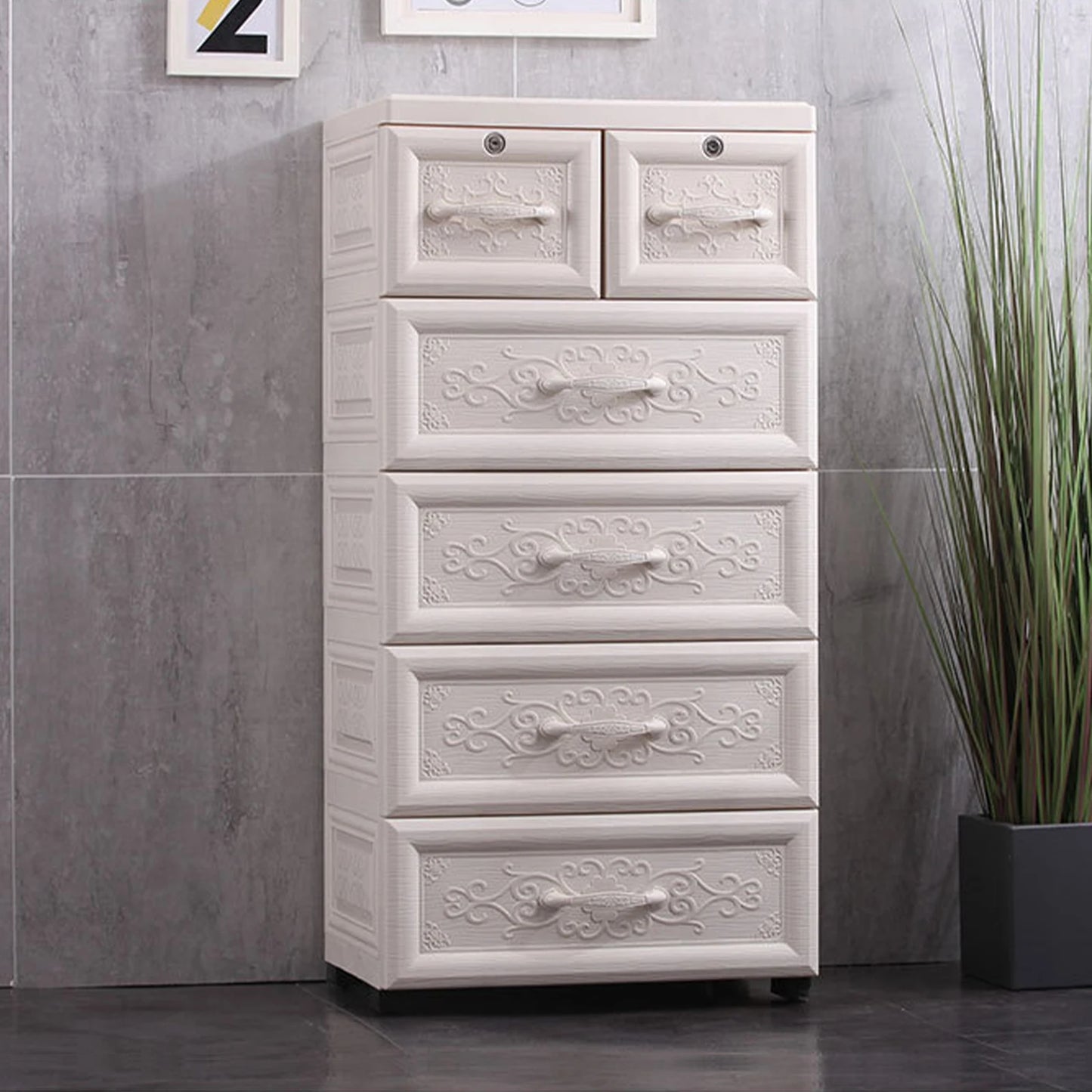 Organizer Storage Cabinet With Drawers for Bedroom and Office