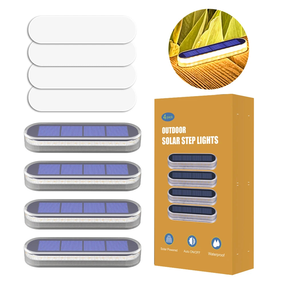 Solar Deck Lights IP68 Waterproof LED Four Pack Auto On