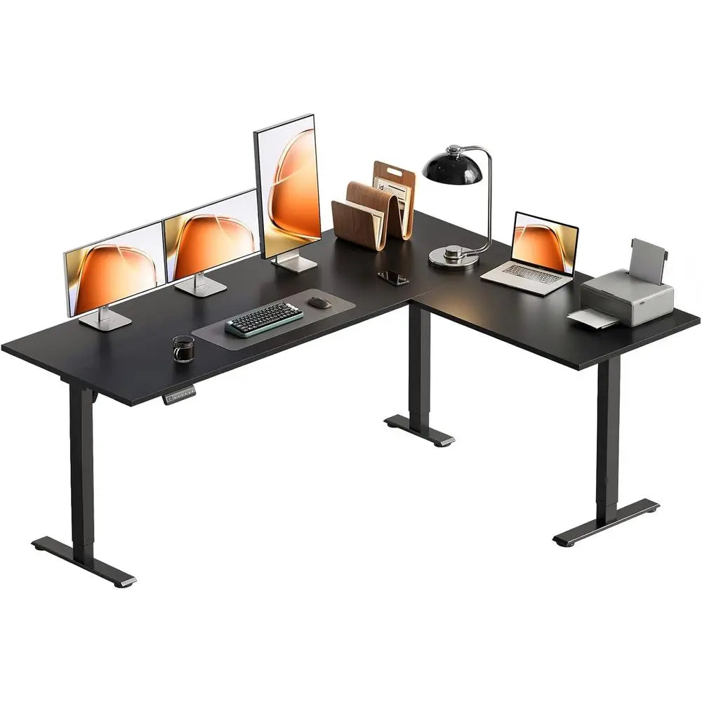 Electric L Shaped Height Adjustable Standing Desk For Home Office
