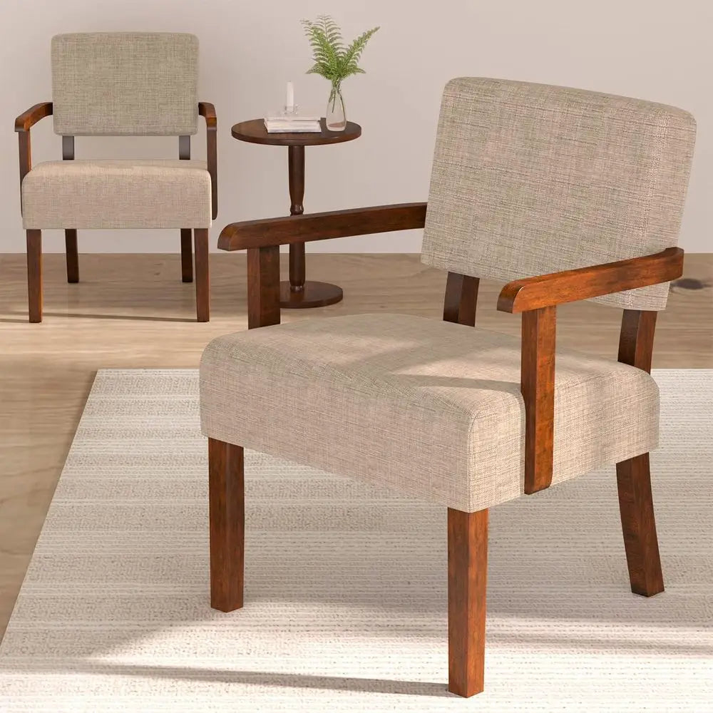 Two Piece Accent Chair Set With Side Table And Armrests