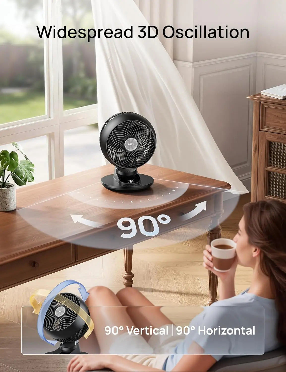 XMSJ Smart Desk Fan For Bedroom Quiet Operation 20dB Remote