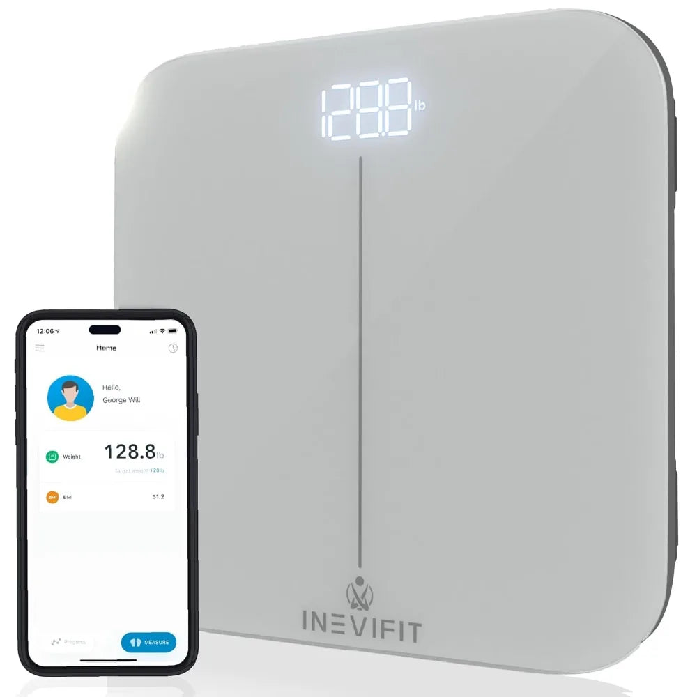 INEVIFIT Digital Bathroom Scale With Backlit Display 400 Lb Capacity