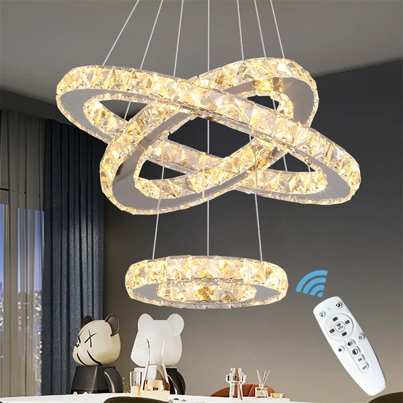 GreeLustr Modern Crystal LED Chandelier With Remote Control