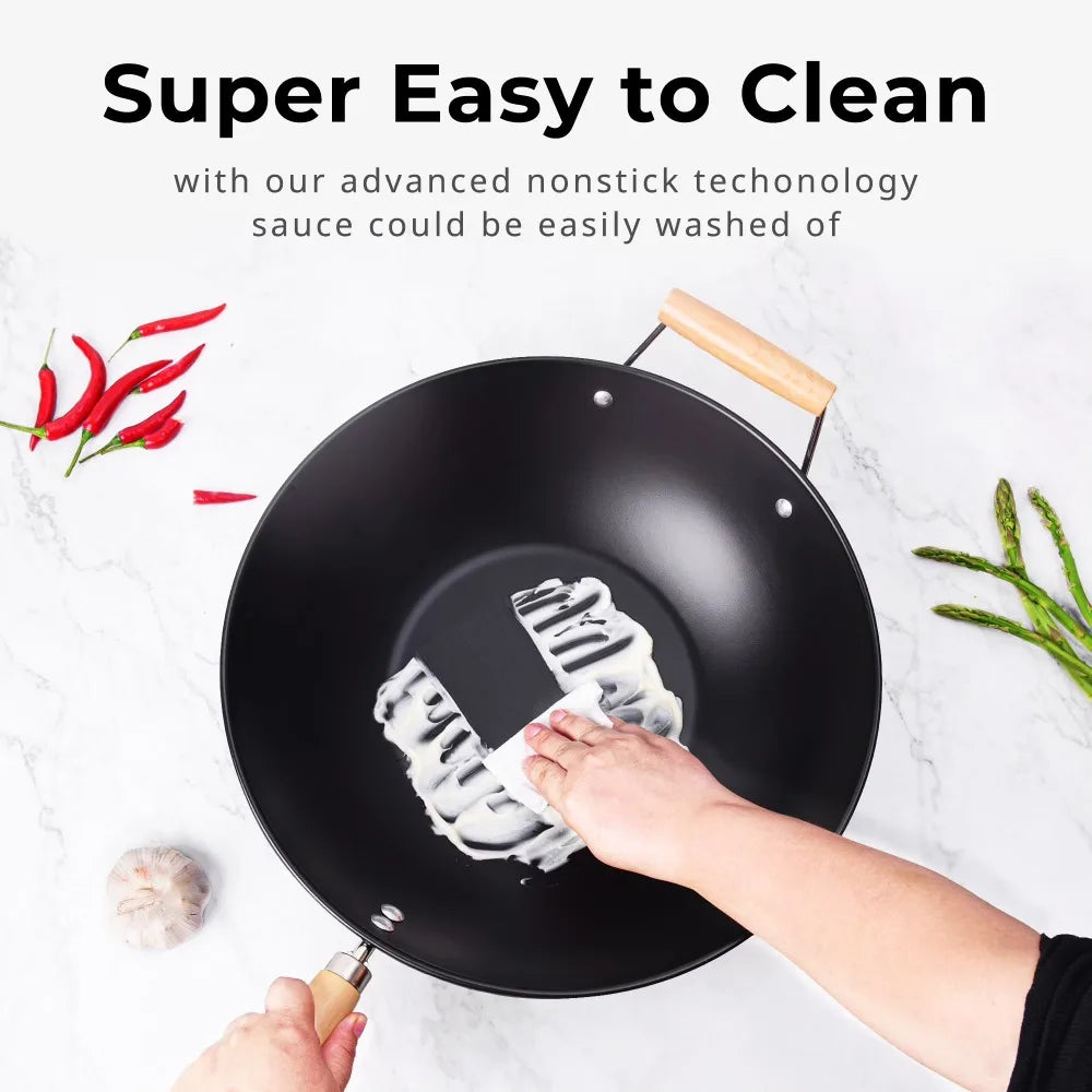 Mainstays Carbon Steel Nonstick Wok With Easy Clean Hand Wash