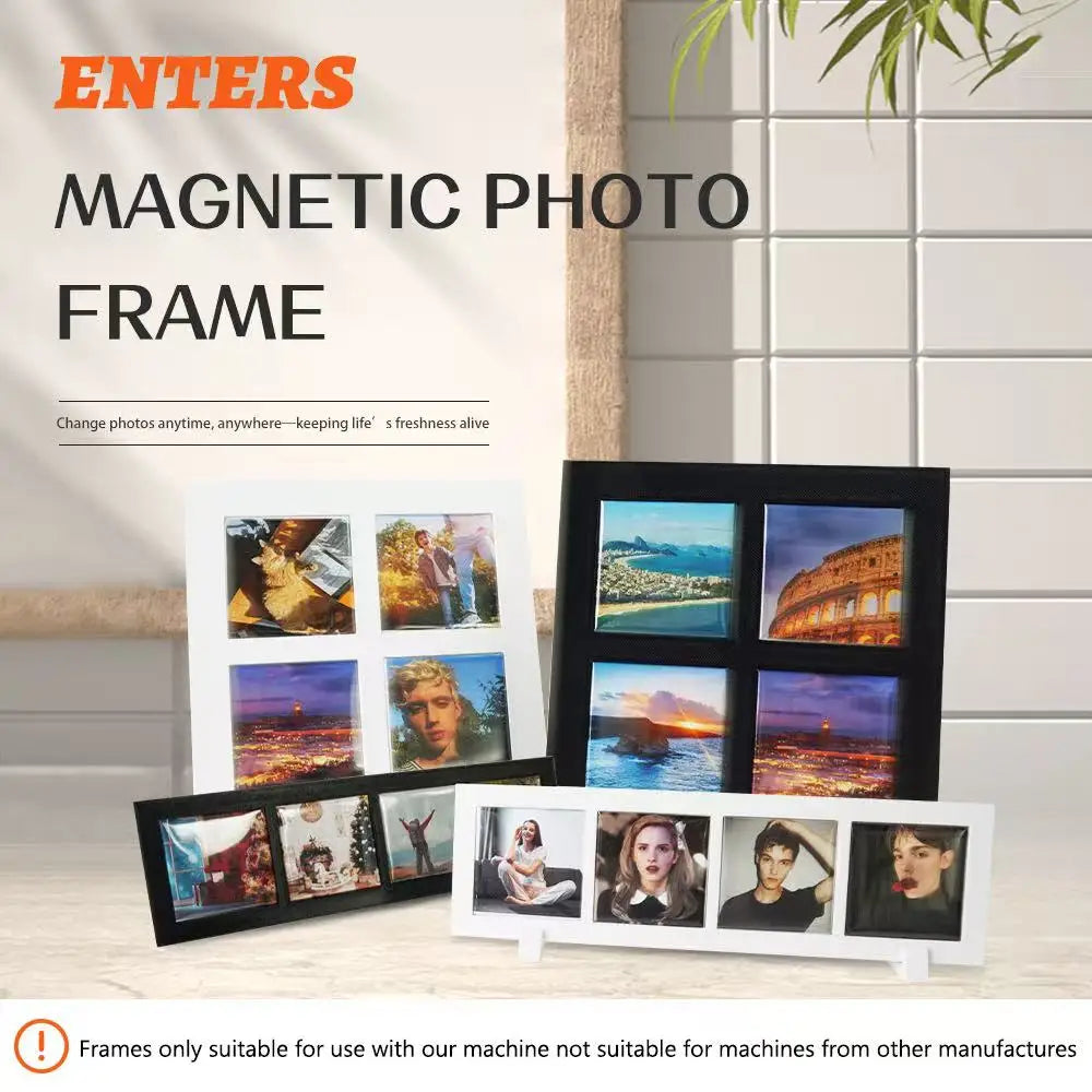 Acrylic Magnetic Photo Frame For Fridge Square Grid Display