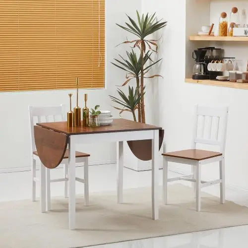 Solid Wood Folding Dining Table Drop Leaf Expandable Round For Small Spaces