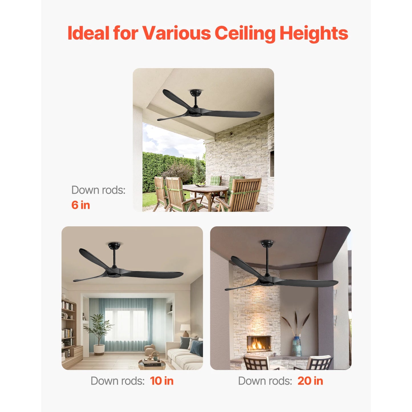 Ceiling Fan With Remote 6 Speed Wood Blades Flush Mount