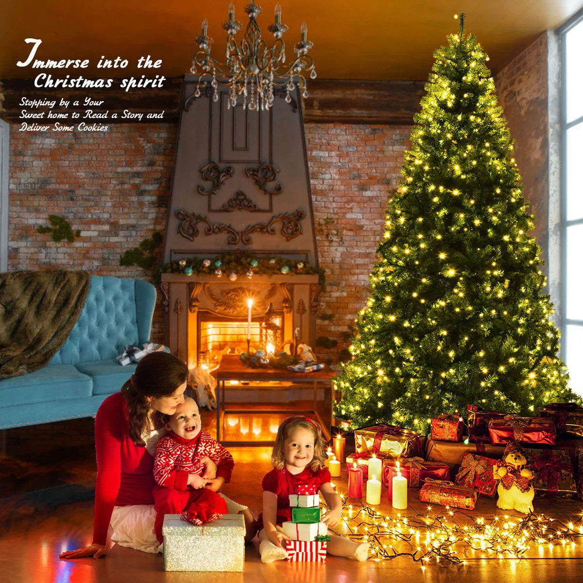 MULTIGOT Pre Lit Artificial Christmas Tree With 1000 LED Lights