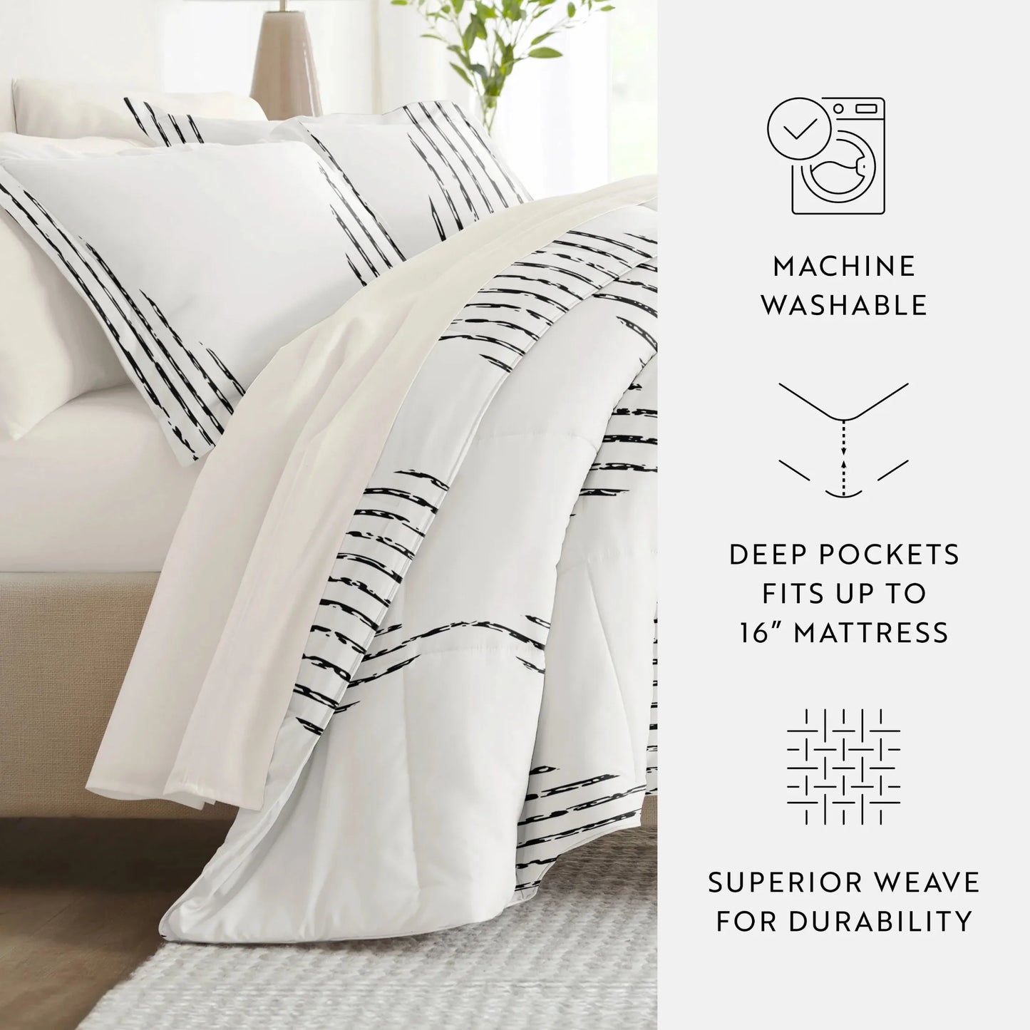 7 Piece Bedding Bundle Microfiber Patterned Comforter And Sheet Set