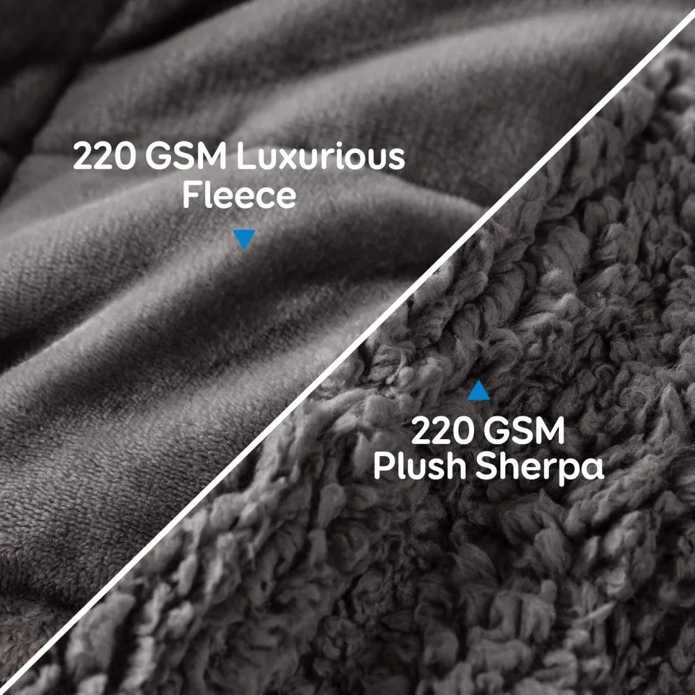 Cotton Sherpa Fleece Weighted Blanket 15 Lb For Adults