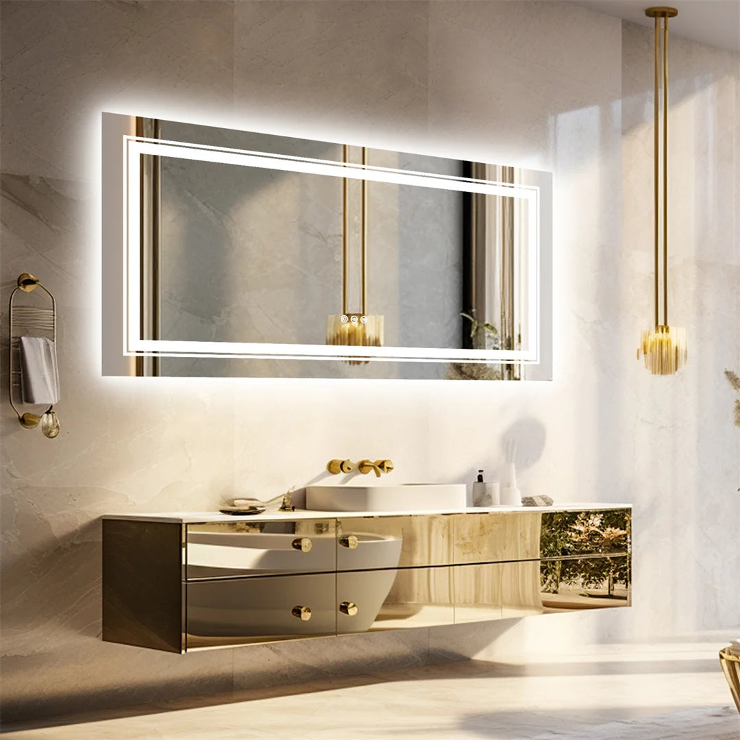 LUVODI Illuminated Bathroom Mirror With Dimmable Three Temperature Lights