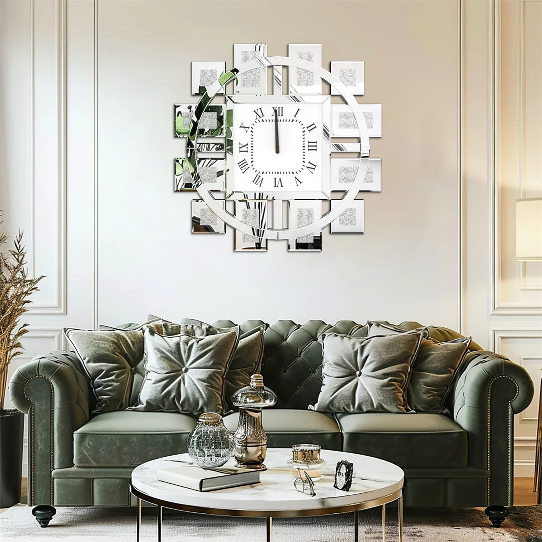 Decorative Wall Clock With Crystal Crushed Diamond Inlay