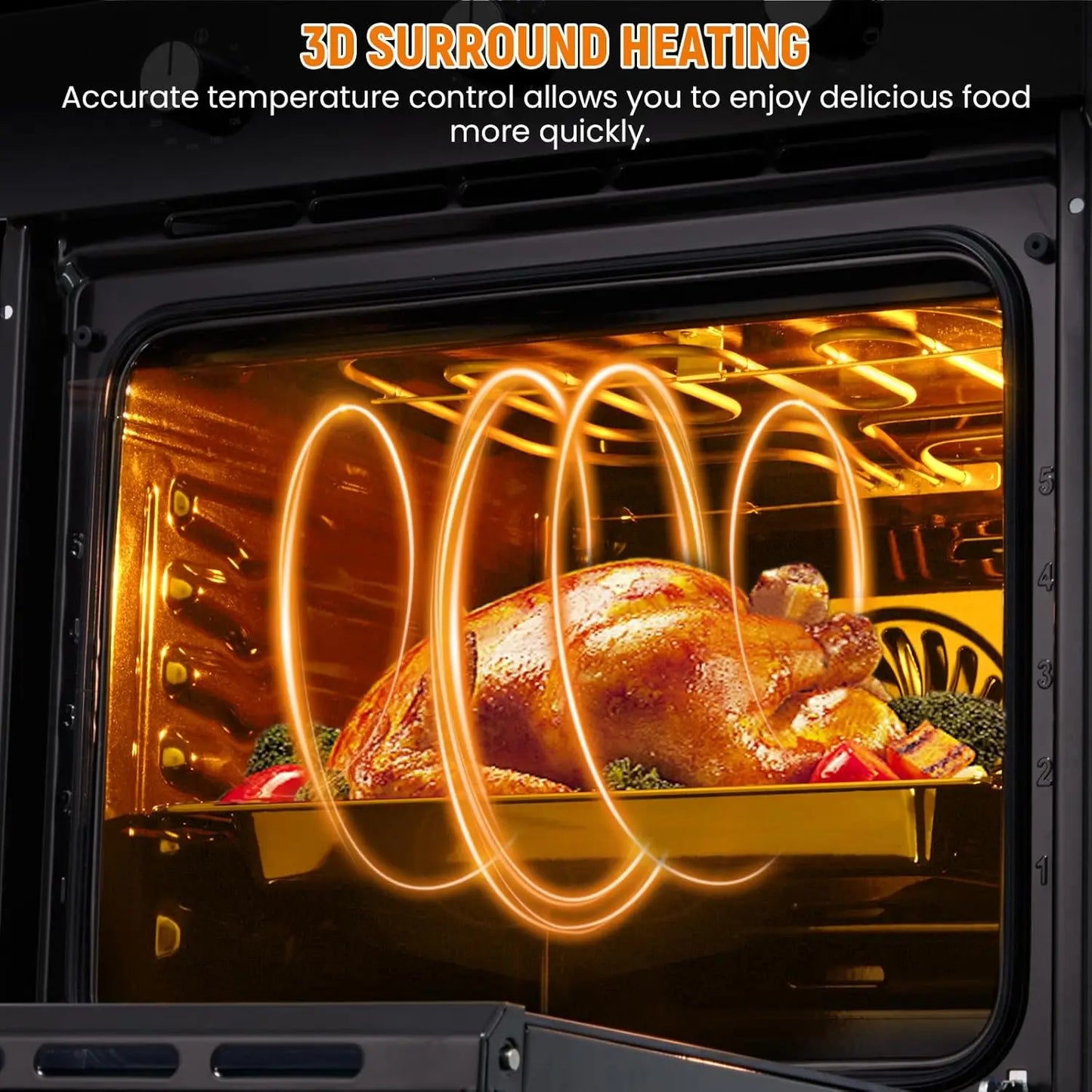 XMSJ Electric Wall Oven Convection Stainless Steel 8 Cooking Modes