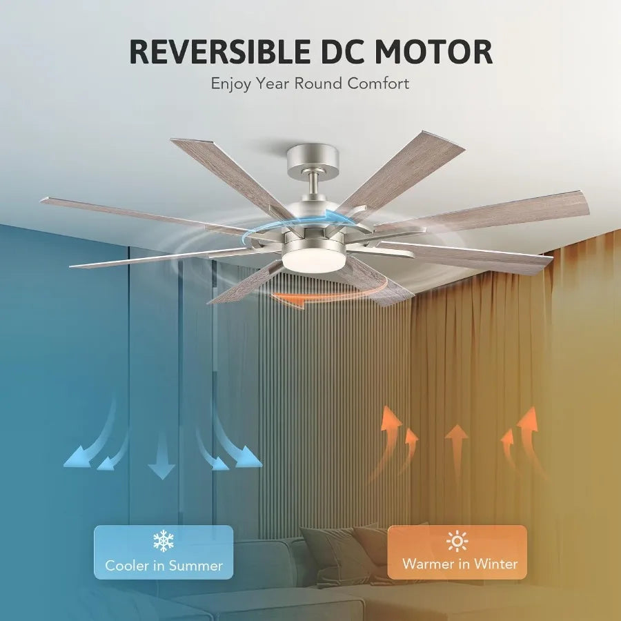 Ceiling Fan With Lights Remote Control Reversible Quiet DC Motor