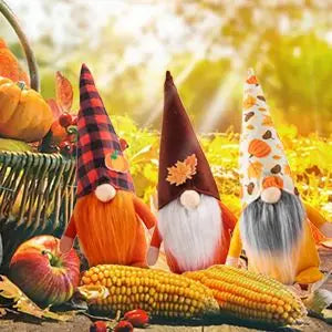 Harvest Thanksgiving Gnome Plush Figurine Set For Autumn Home Decor