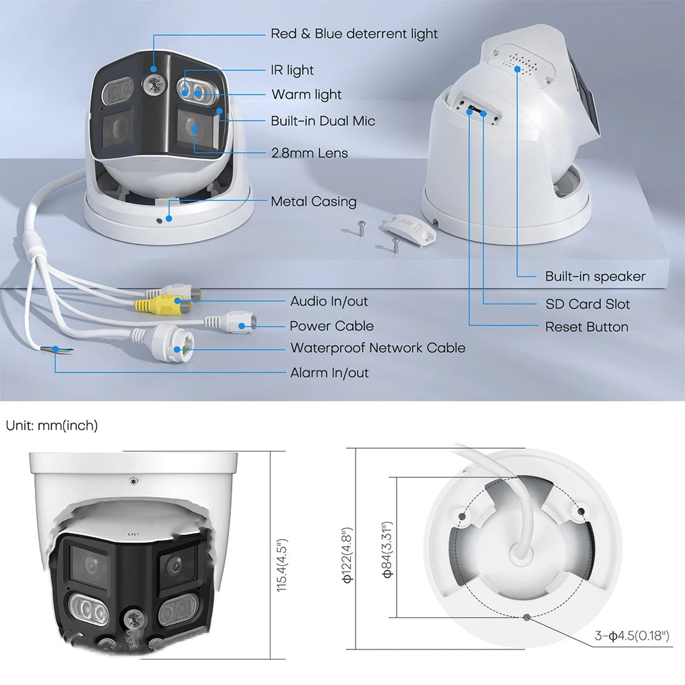Outdoor 8MP Panoramic Dual Lens IP Security Camera