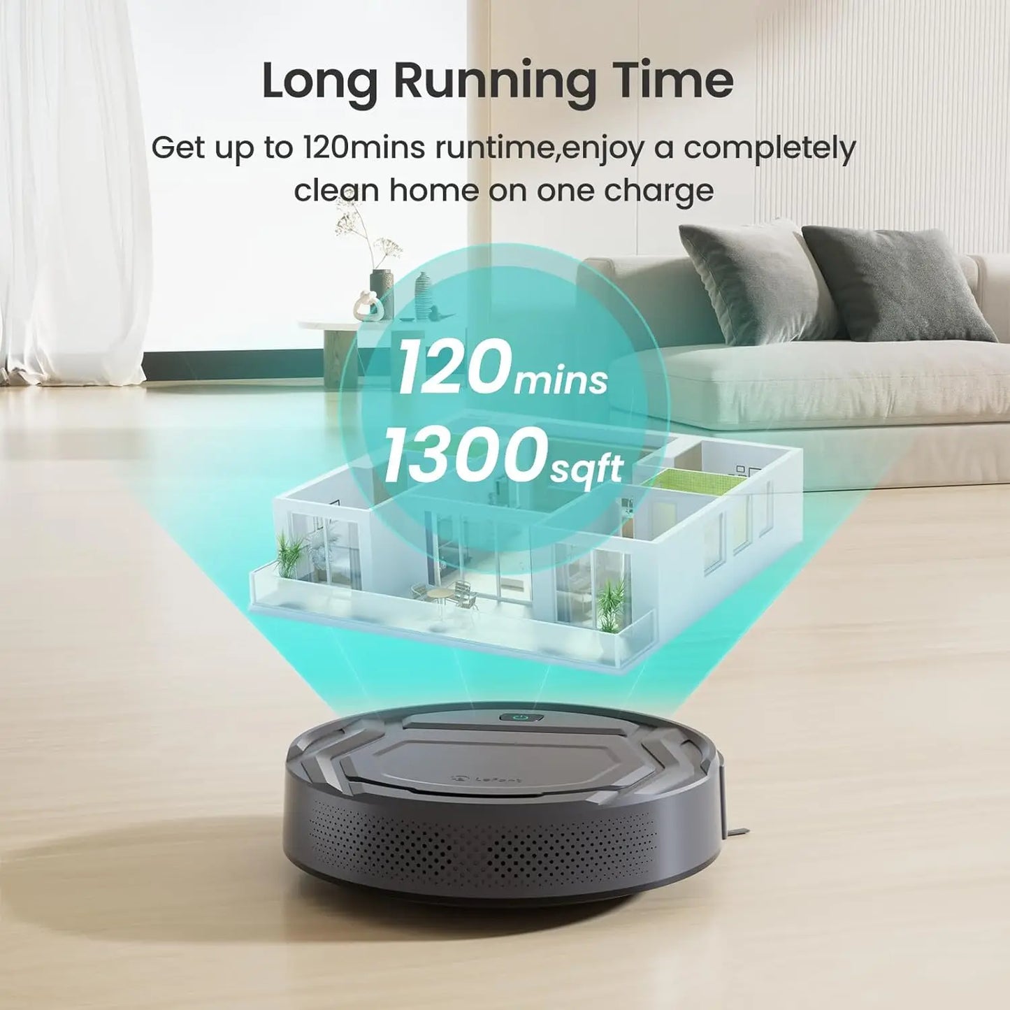 XMSJ Robot Vacuum Cleaner 2200Pa Suction With WiFi Alexa Control Anti-Collision