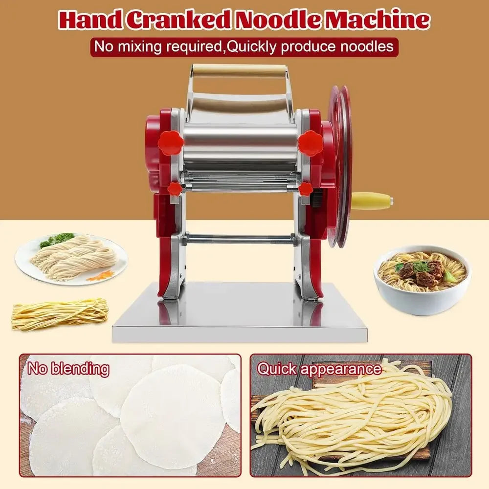 Manual Pasta Maker With Dough Roller And Hand Crank Noodles