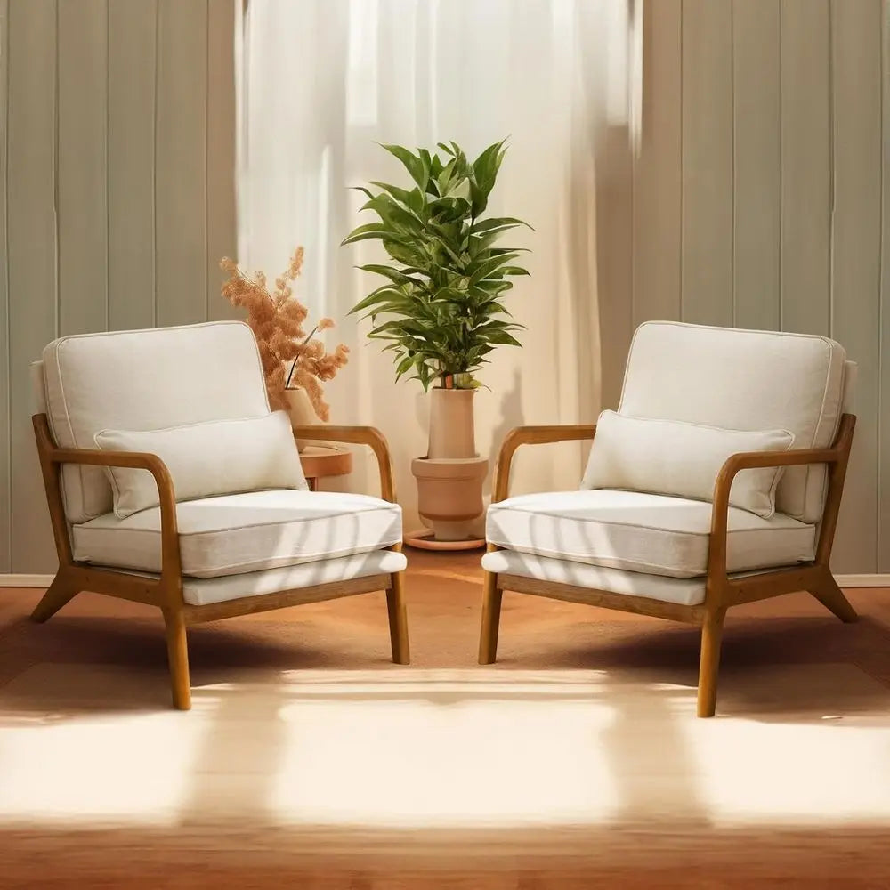 Upholstered Accent Chairs Set Of 2 Mid Century Lounge Chairs
