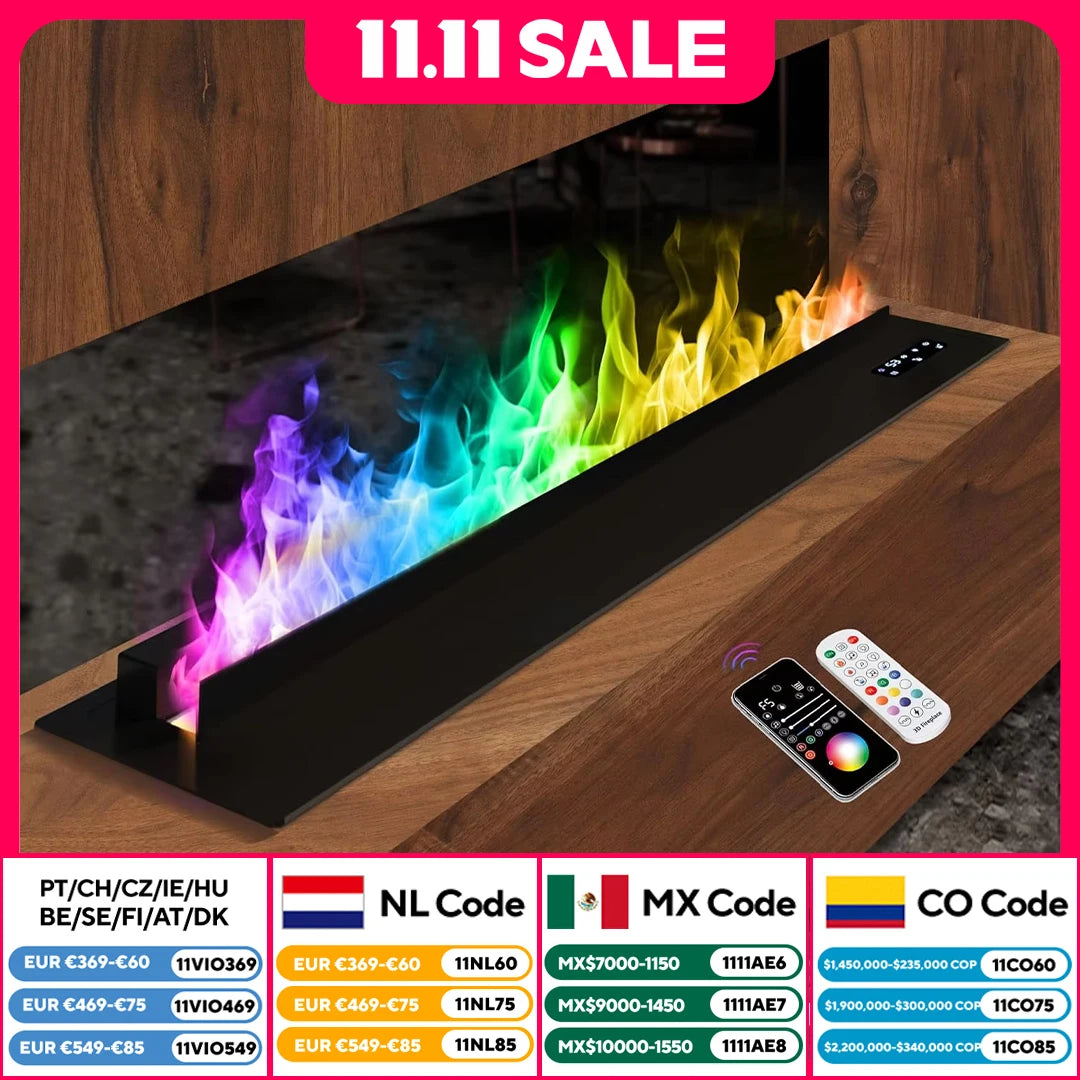 AFLYEVER 3D Atomizing Electric Fireplace Humidifier With Realistic Flame Effect