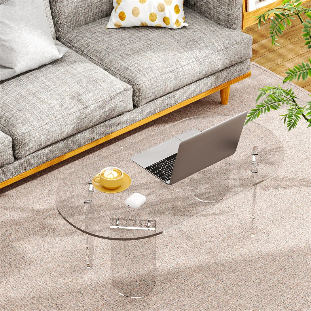 ARTLOGE Clear Acrylic Coffee Table Modern Minimalist Living Room