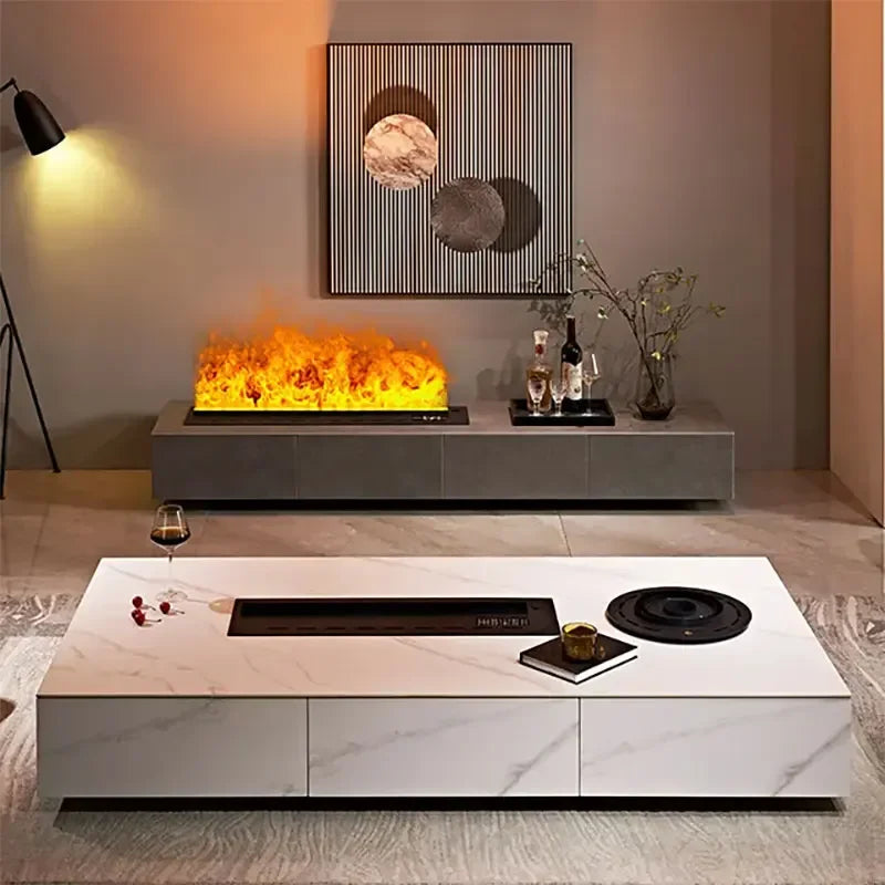 AFLYEVER 3D Atomizing Electric Fireplace Humidifier With Realistic Flame Effect