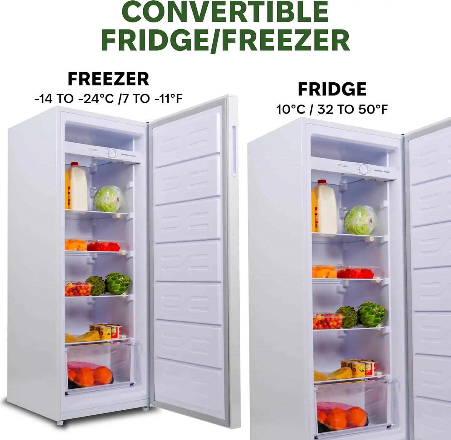 XMSJ Upright Fridge Freezer With Reversible Door Removable Shelves