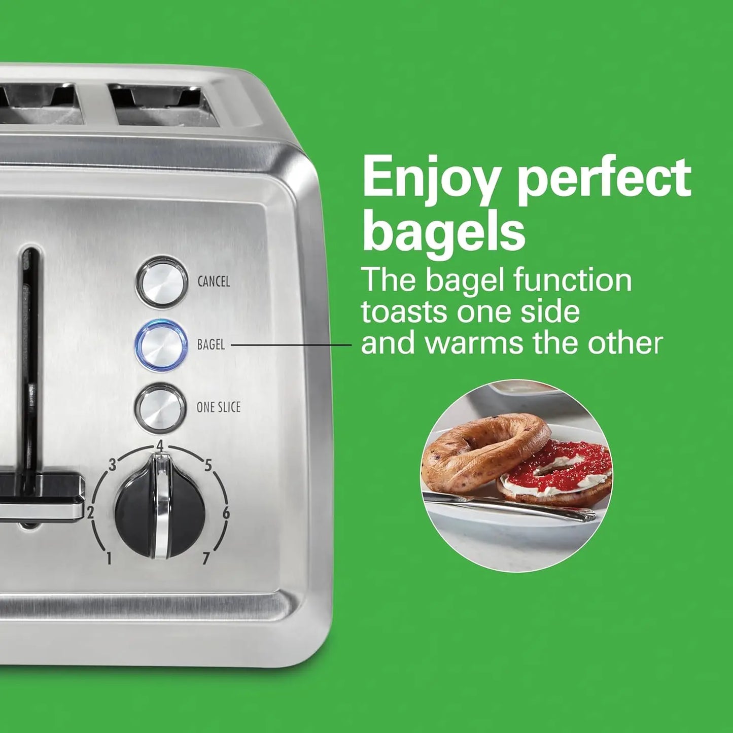 XMSJ 4 Slice Toaster Extra Wide Slots Bagel Setting Auto Shutoff