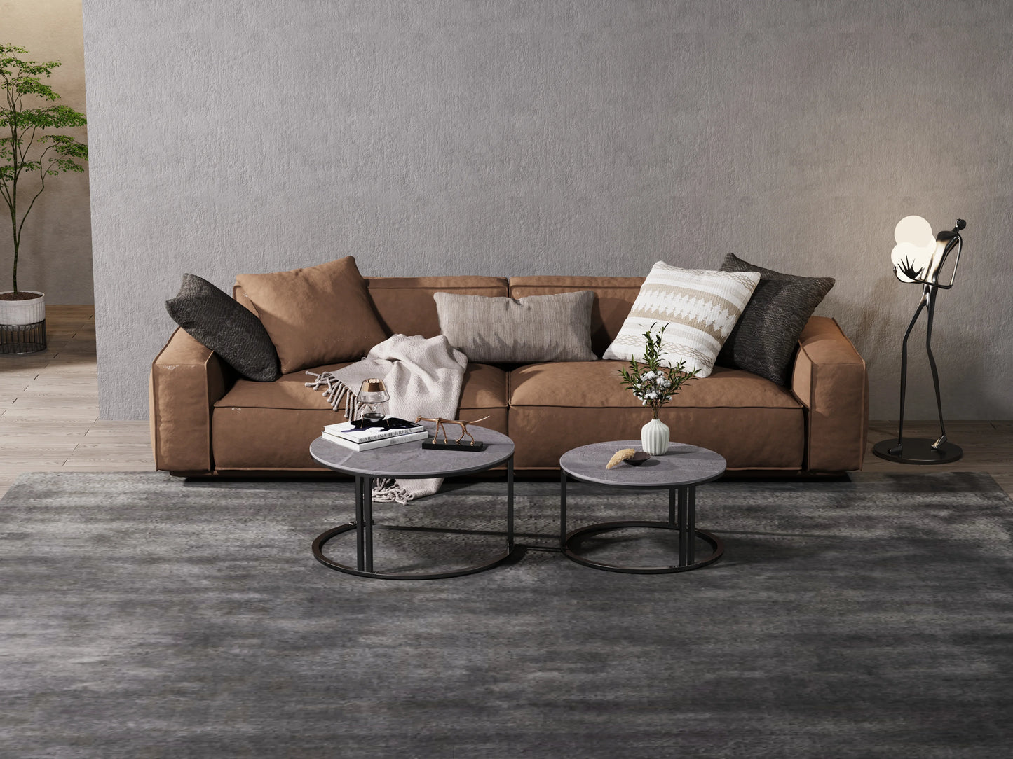 Wisfor Circle Nesting Coffee Table Set Of 2 Sinter Stone