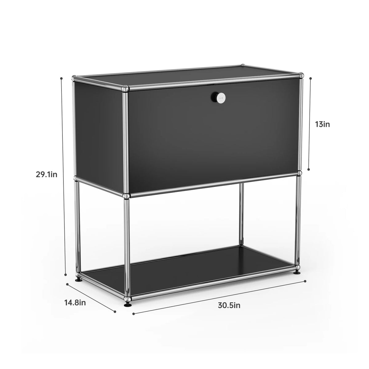 Modern Modular Metal Nightstand With Two Tier Open Storage Cabinet