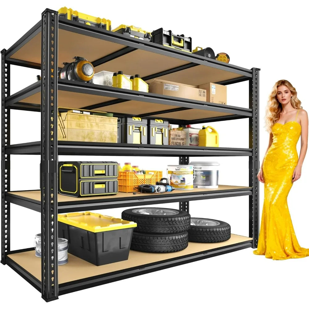 Heavy Duty Garage Shelving With Five Adjustable Metal Tiers