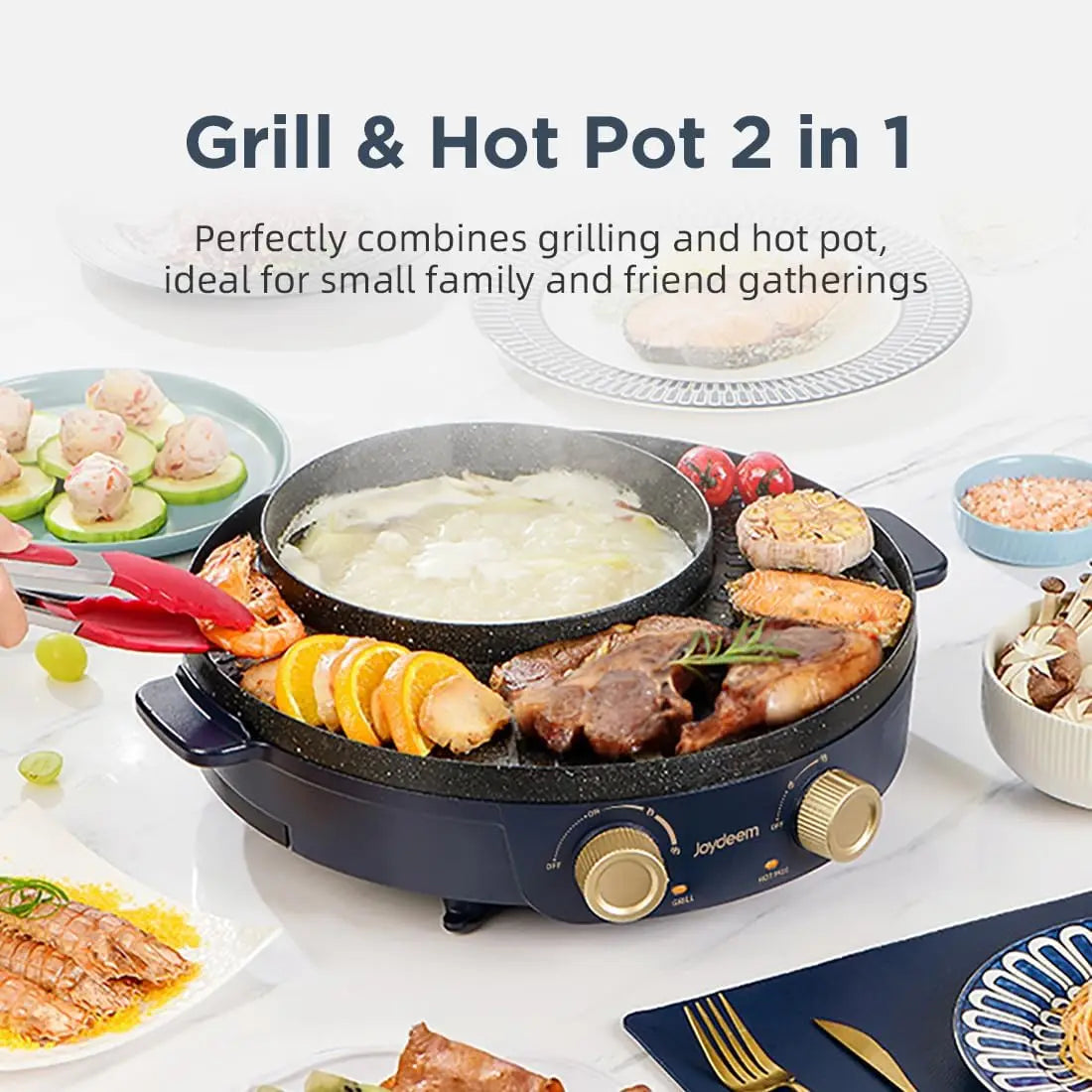 XMSJ 2-In-1 Electric Grill And Shabu Shabu Hot Pot Indoor