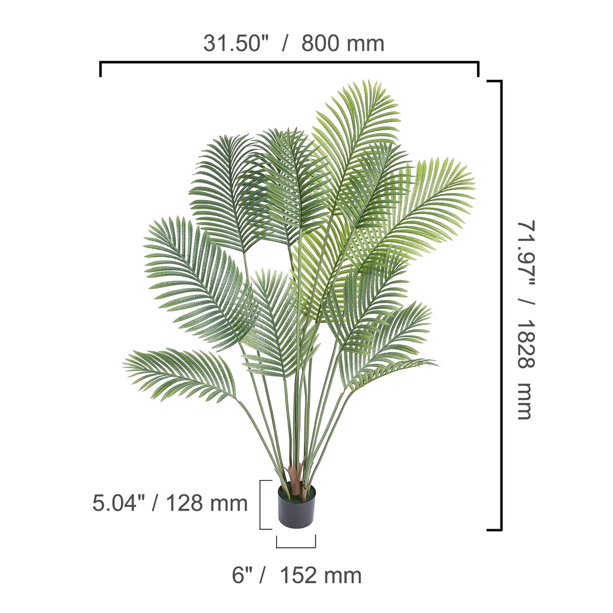 SucceBuy Artificial Palm Tree Faux Tropical Plant With Anti Tip Protection