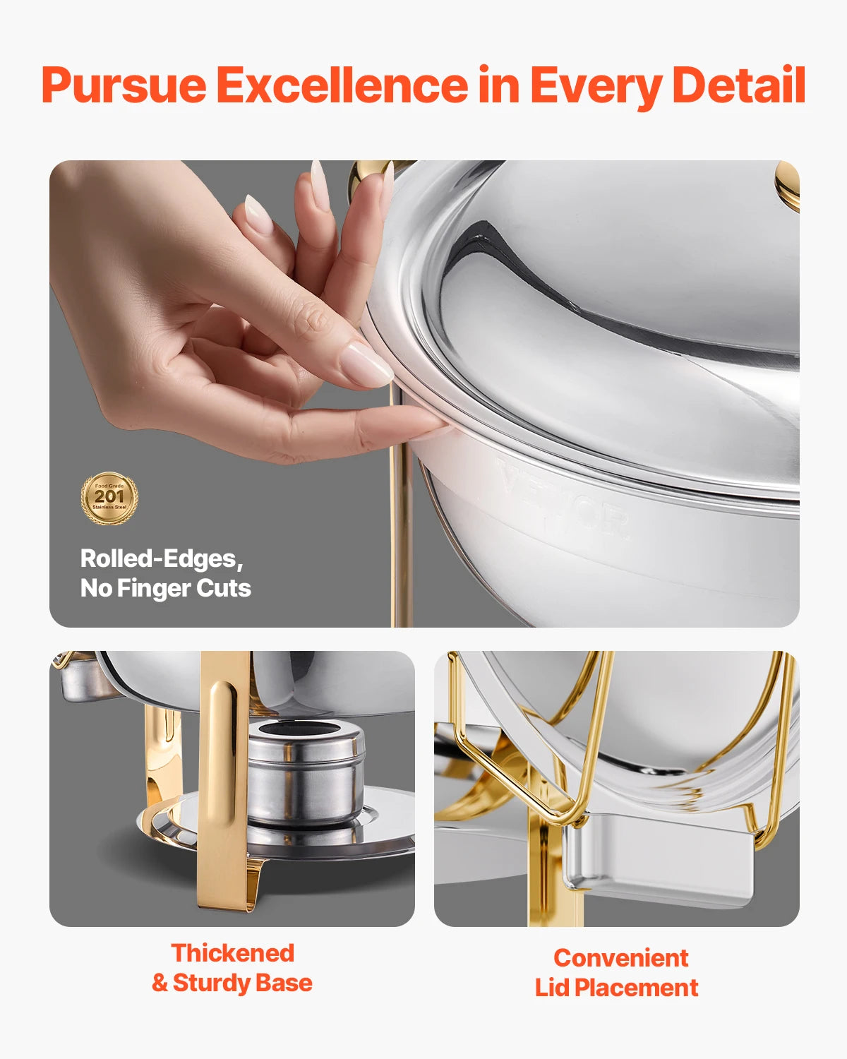 SucceBuy Chafing Dish Buffet Set Stainless Steel With 4 Pans