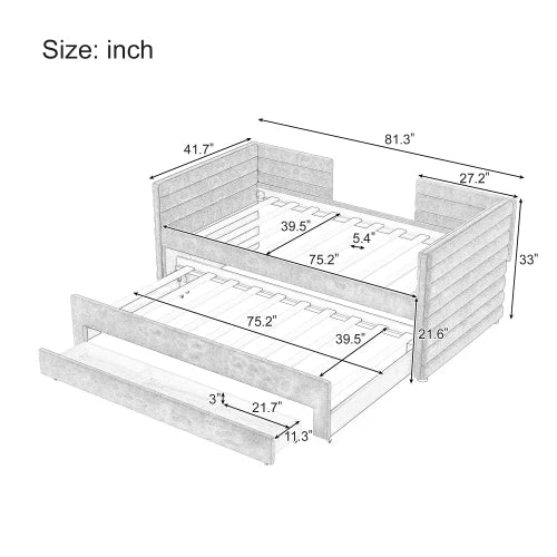 Modern Upholstered Daybed With Trundle And Three Storage Drawers
