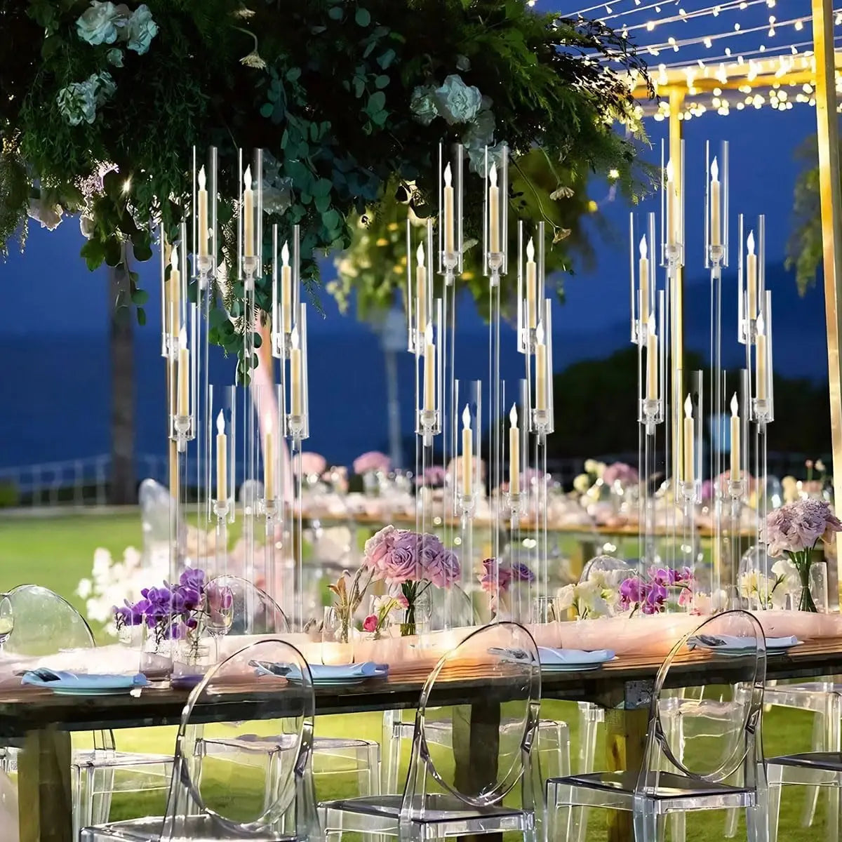 VINCIGANT Clear Acrylic Eight Arm Floor Candelabra Wedding Centerpiece