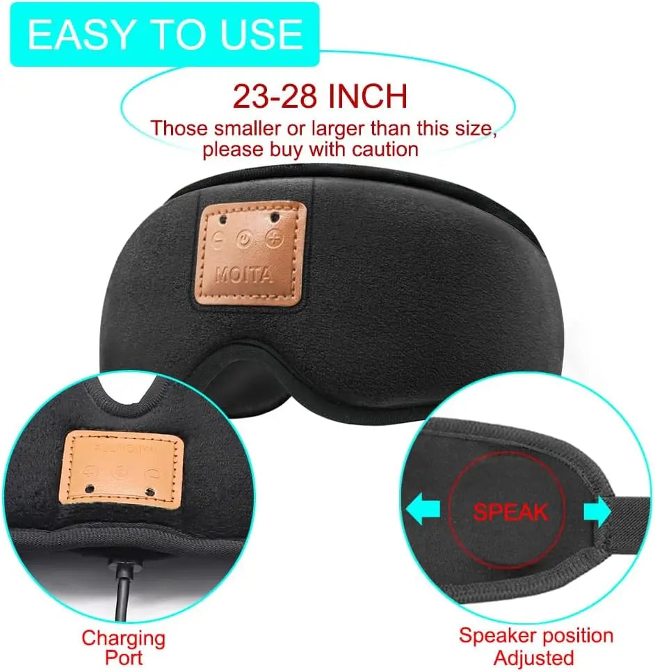 3D Sleeping Eye Mask With Built In Sponge Speakers Headphones