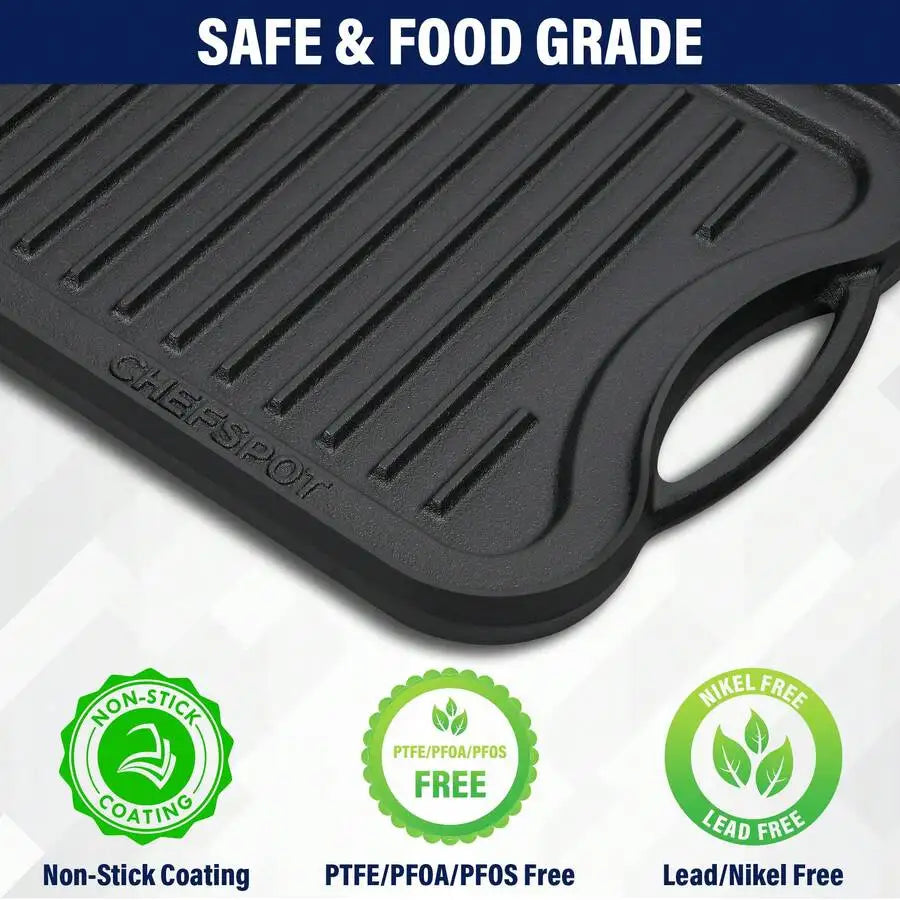 XMSJ Cast Iron Reversible Grill And Griddle Pan Preseasoned