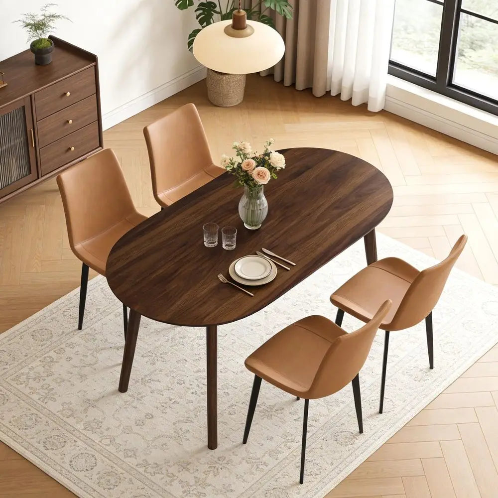 Ticify Oval Dining Table in Oak Wood with Solid Wood Legs